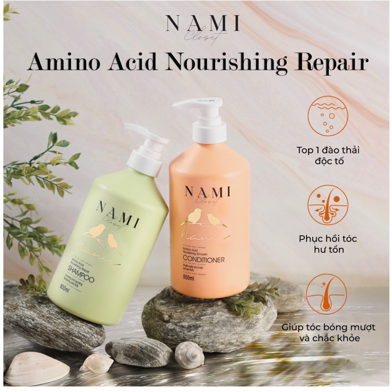 Dầu gội thải độc Nami Leo Global,dầu gội dầu xả chiết xuất trà xanh,Colagen,B5 giúp tóc mềm mượt,giả