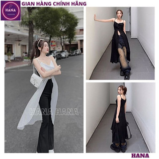 Áo 2 dây dáng dài xẻ tà vạt tôm cách điệu phối đồ cực chất, Áo rose top thiết kế 2 màu cá tính thời trang năng động HANA