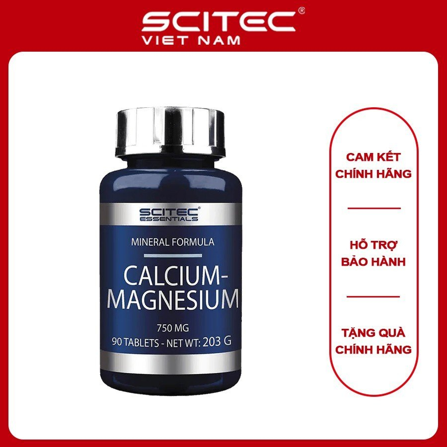 Calcium Magnesium Lọ 90 Viên Thực Phẩm Hỗ Trợ Sức Khỏe Xương và Hệ Miễn Dịch- Chính hãng Scitec Nutrition