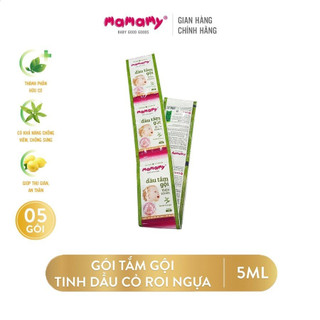 Combo 5 gói Dầu tắm gội Mamamy tinh dầu Hạnh Nhân/ Cỏ Roi Ngựa/ Đào Tây 5ml