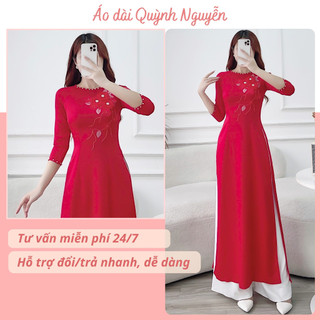 Áo dài cách tân, áo dài nữ lụa tây thi kết hoa nổi MÃ TK14