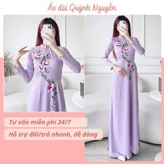 Áo dài cách tân, áo dài thêu lụa tây thi MÃ TK15