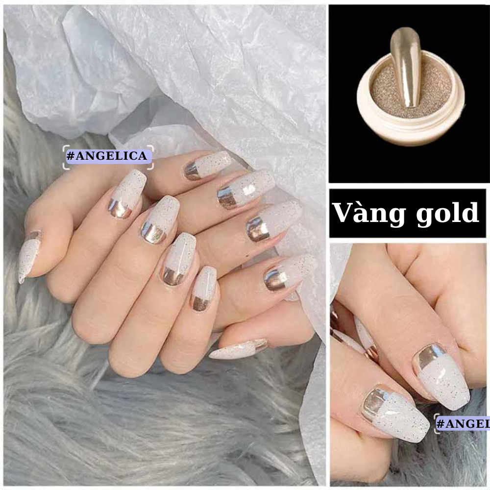 Set 6 Màu Bột Tráng Gương Nail Dạng Nén Trang Trí Móng ANGELICA HTG6M