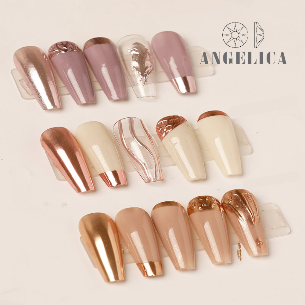 Set 6 Màu Bột Tráng Gương Nail Dạng Nén Trang Trí Móng ANGELICA HTG6M