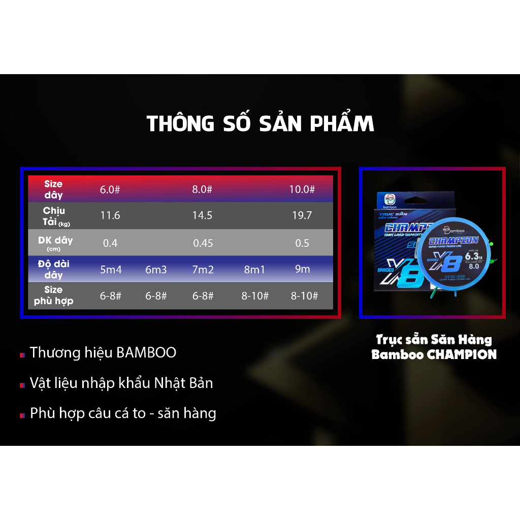 Trục Sẵn Săn Hàng Bamboo Champion