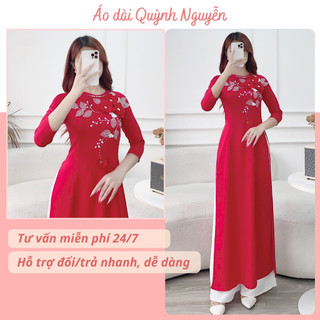 Áo dài cách tân, áo dài lụa tây thi thêu thủ công MÃ TK16