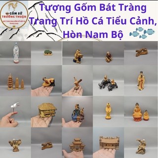 Tượng gốm tháp chùa, mô hình ngôi nhà sàn, nhà rơm làm phụ kiện trang trí tiểu cảnh, trang trí bể cá, hòn non bộ