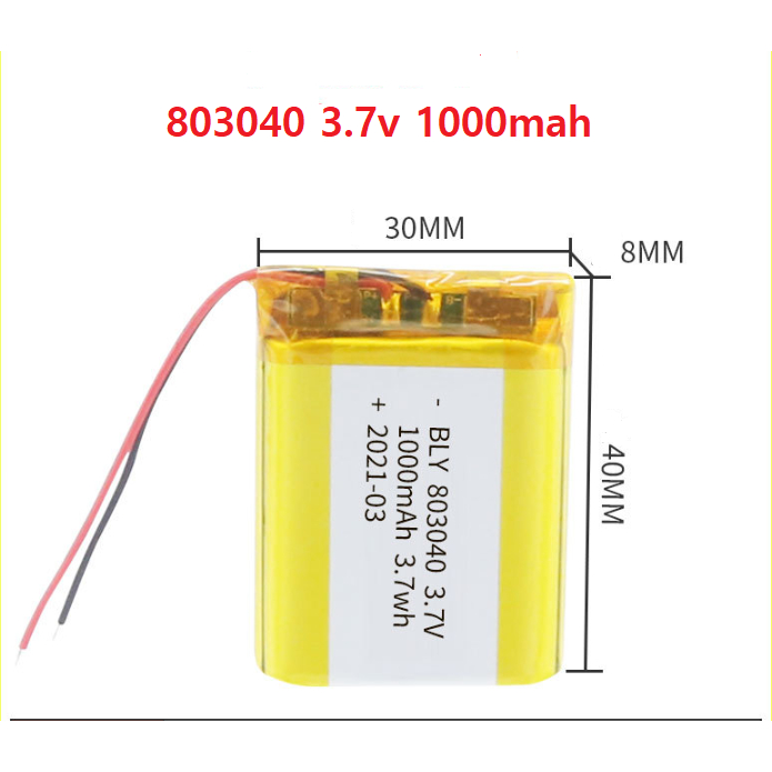 Pin sạc Lithium LiPo 1s 3.7V 1000mah 803040 Lithium Polymer Cho tai nghe,loa Mp3 MP4 MP5 GPS PSP Bluetooth