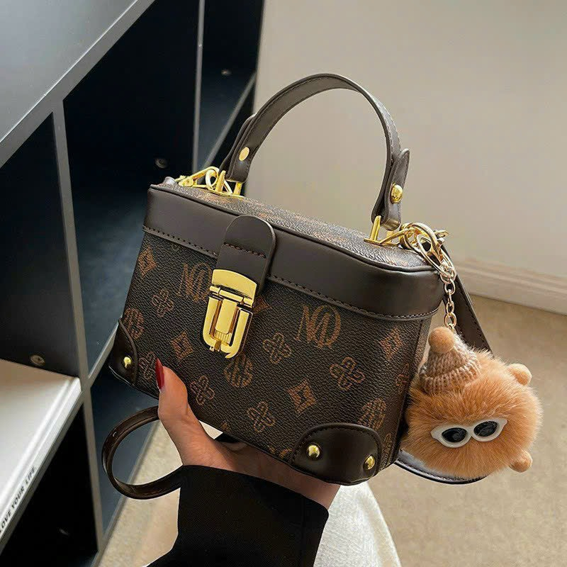 Túi cốp vuông đeo chéo xách da mềm tặng kèm móc thú