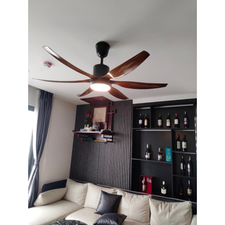 Quạt Trần Trang Trí 6 Cánh Động Cơ DC inverter Lõi Dồng, ( có  chế độ hút ẩm hút mùi)