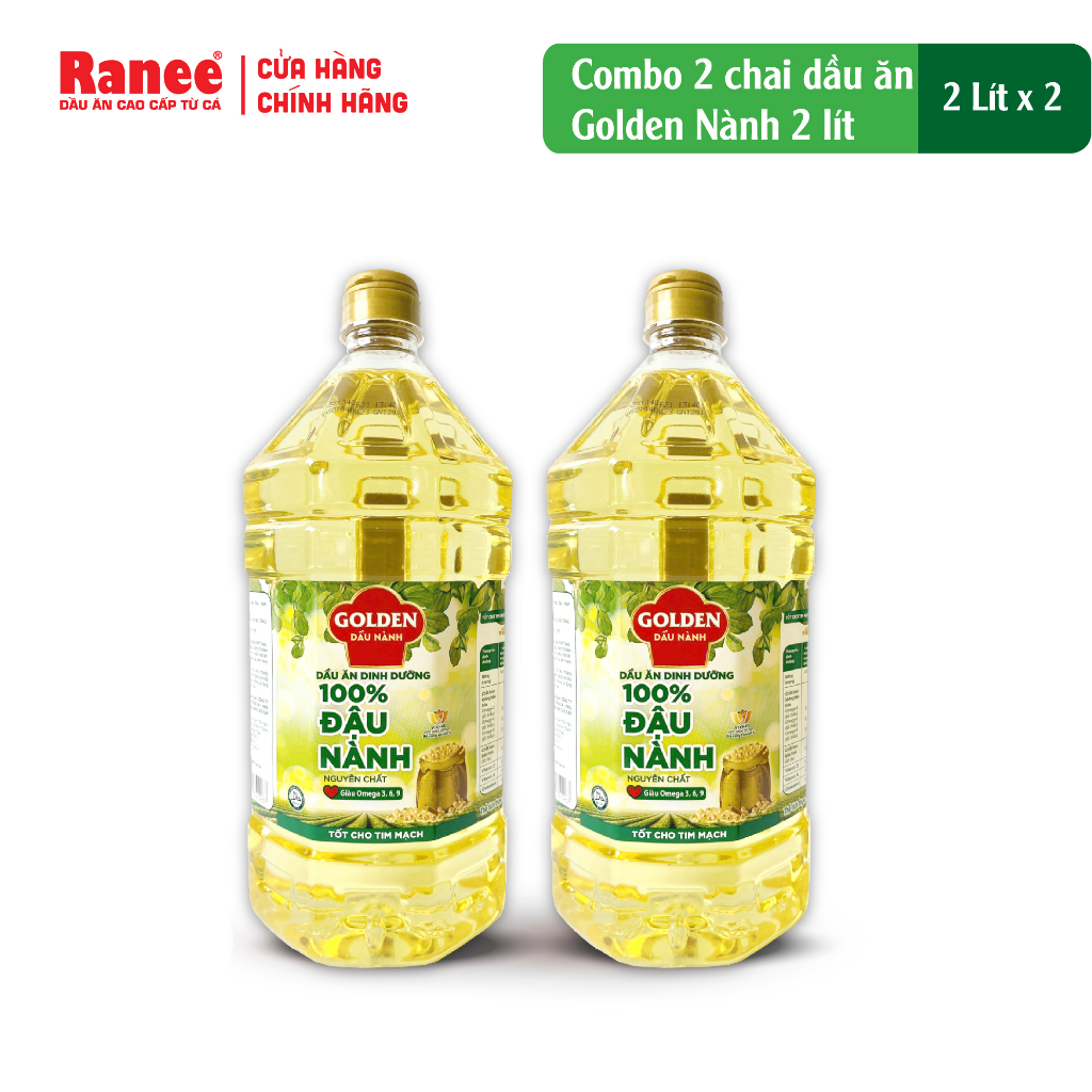 Combo 2 chai Dầu ăn Đậu Nành cao cấp Golden 2 lít