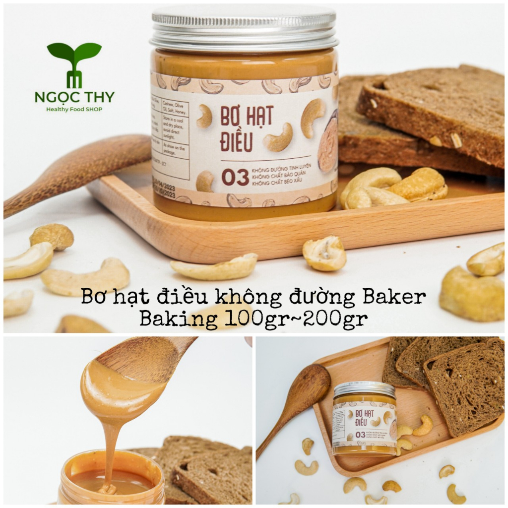 [Không đường] Bơ hạt điều, hạnh nhân, đậu phộng ăn kiêng eatclean Baker Baking hũ 100gr-200gr