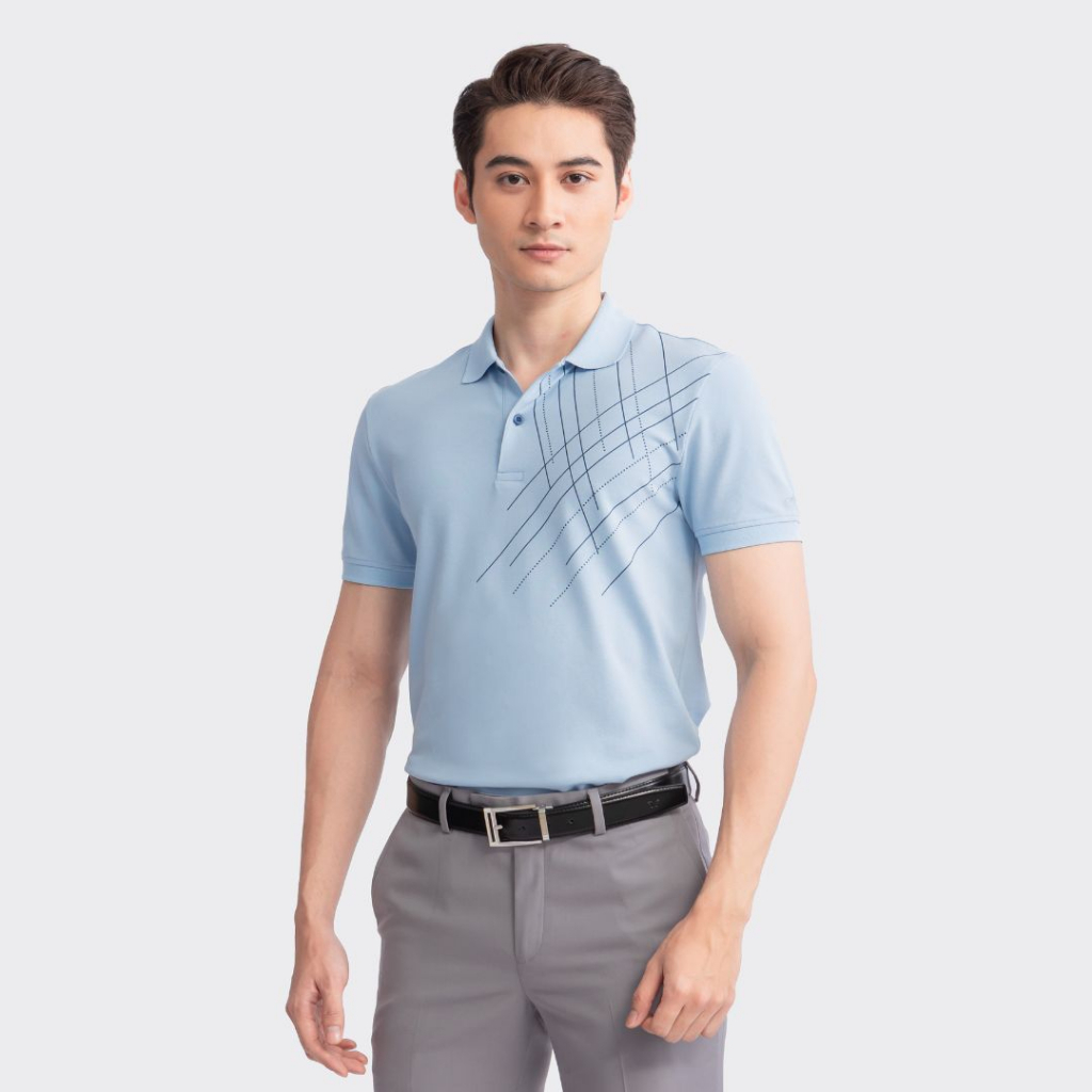 Áo polo nam Aristino phom Slim fit, thiết kế cổ dệt lịch sự, họa tiết kẻ cách điệu trẻ trung hiện đại - APS046S3