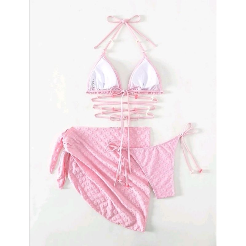 Bikini Hồng Pastel Dây Phối Màu Sắc Siêu Ngọt