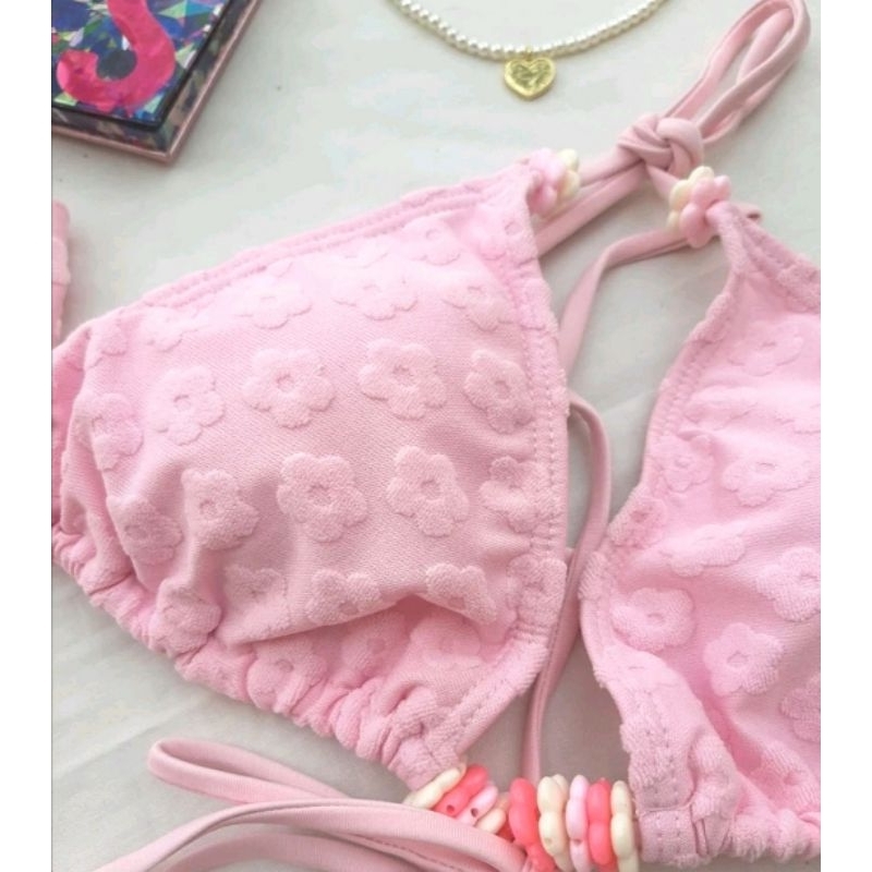 Bikini Hồng Pastel Dây Phối Màu Sắc Siêu Ngọt