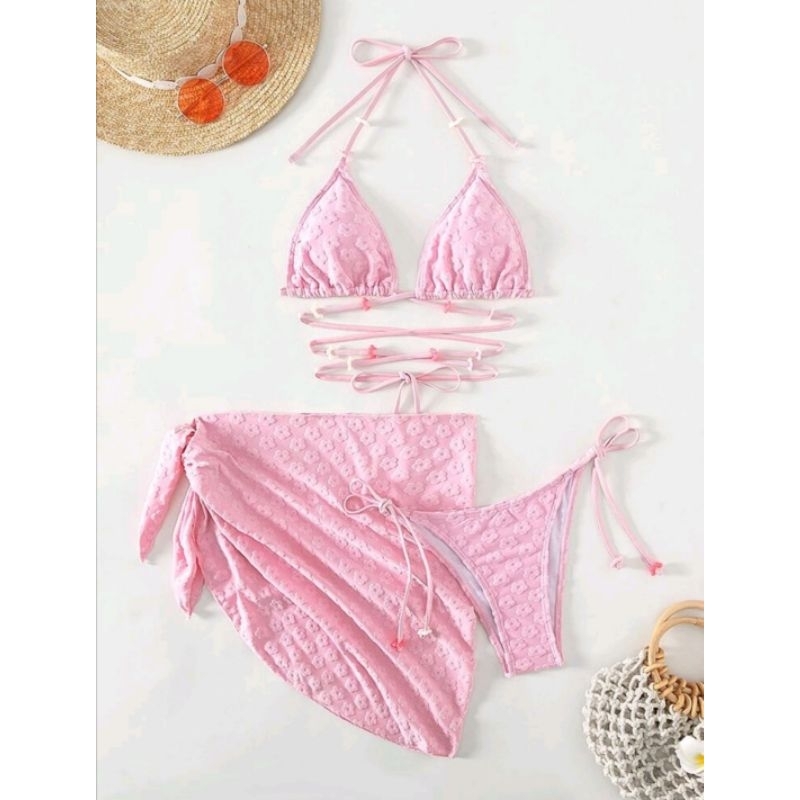 Bikini Hồng Pastel Dây Phối Màu Sắc Siêu Ngọt