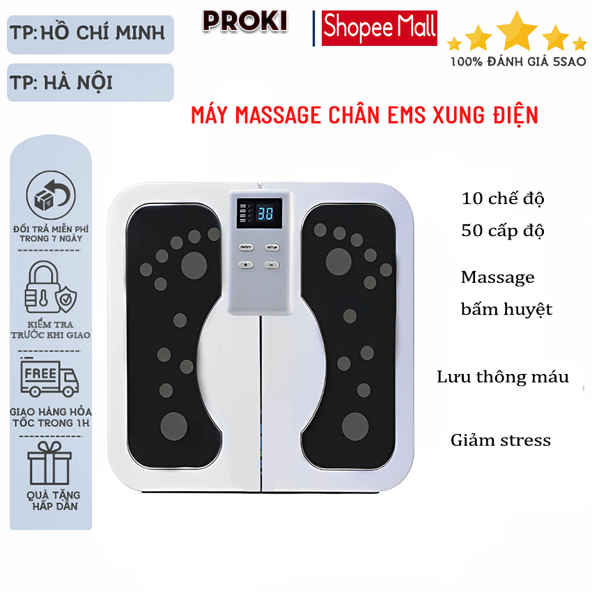 Máy massage chân EMS xung điện Proki châm cứu có điều khiển, giảm đau mỏi, tê bì, lưu thông khí huyết
