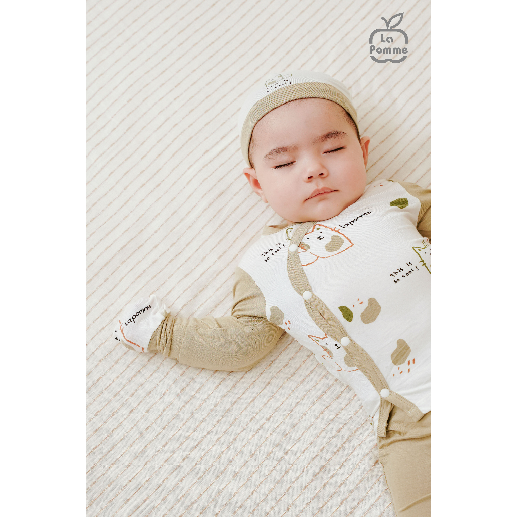 Bộ dài tay La Pomme cúc lệch lovely baby