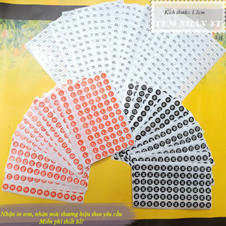 Decal dán size quần áo_Tem dán size quần áo _Sticker dán size mac_Nhãn Size quần áo_Đủ size_Hàng bán sẵn, nhận in theo y