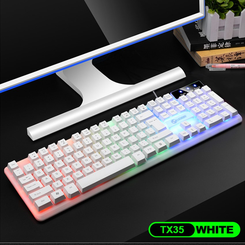 Bàn Phím Giả Cơ Kèm Chuột Máy Tính Có Dây Tích Hợp Đèn Led Bật Tắt | Phiên Bản Keycap Bo Góc Mới | BigBuy360 - bigbuy360.vn