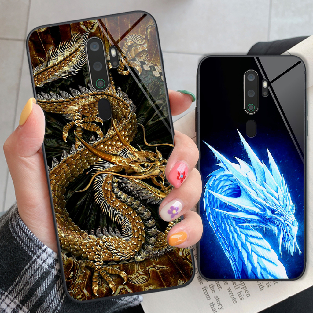 Ốp kính Oppo A5 2020 / A9 2020 in hình rồng sư tử siêu cá tính thể hiện chất riêng của bạn