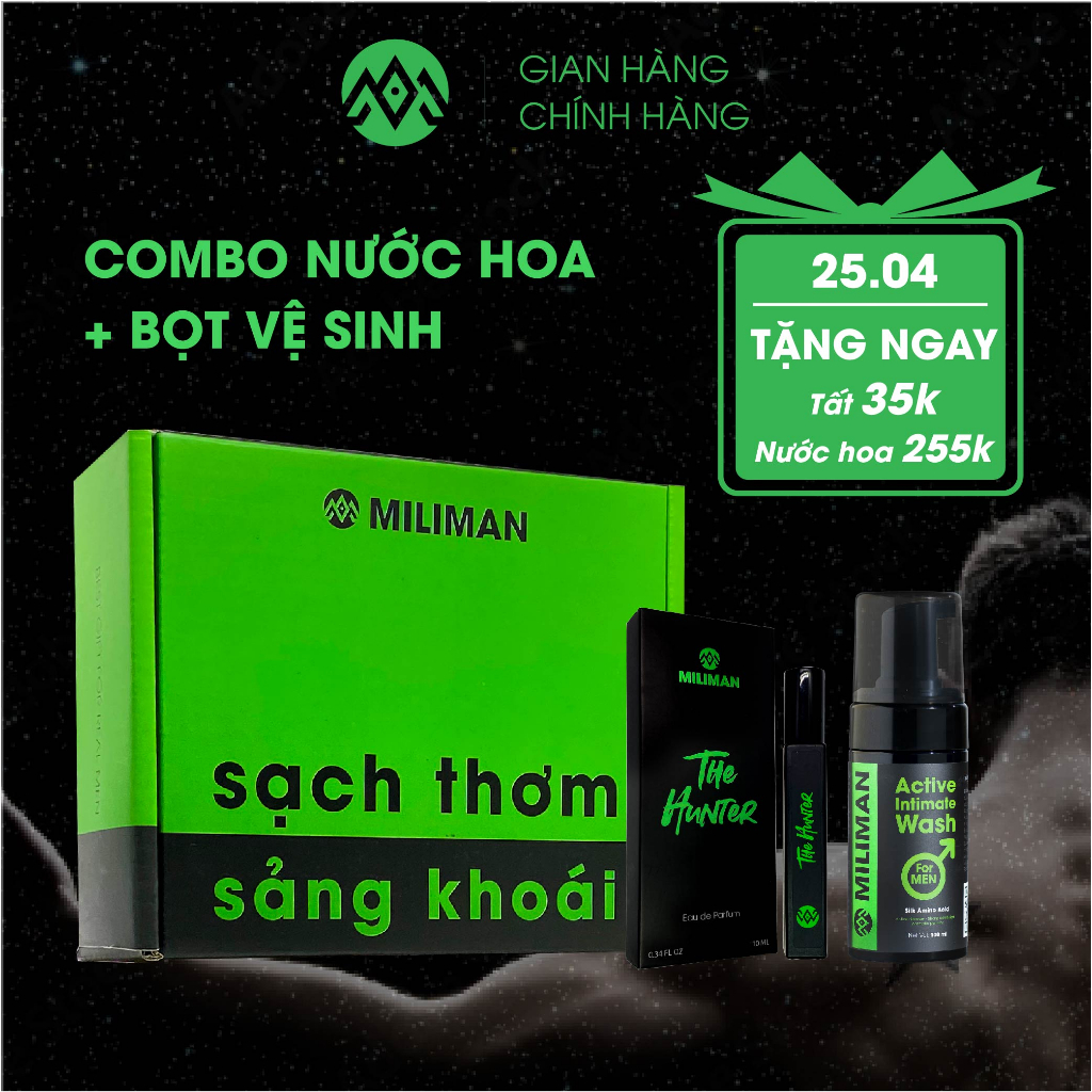 Combo Hấp Dẫn Phái Đẹp Gồm 1 Nước Hoa Nam Và 1 Bọt Vệ Sinh Nam MILIMAN