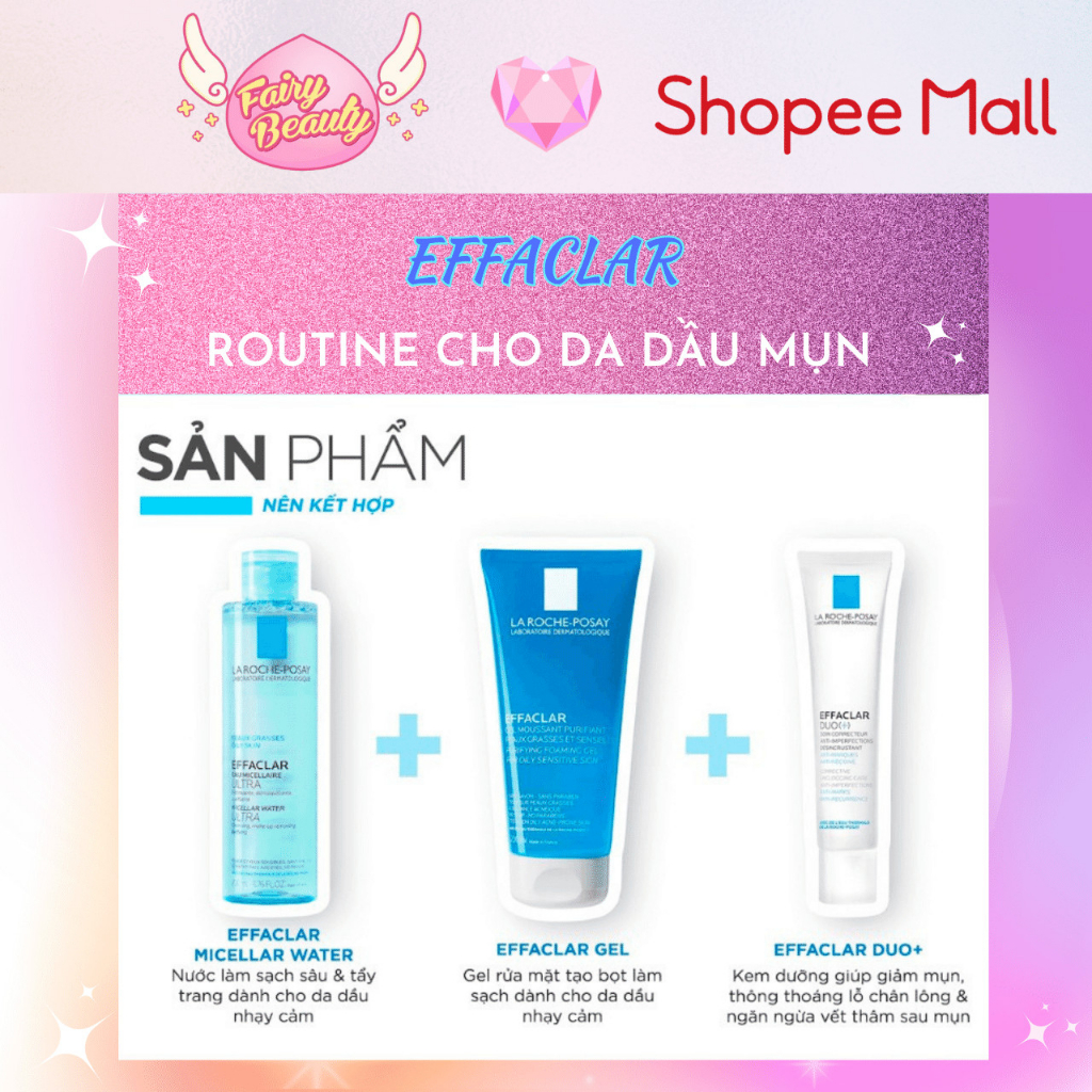 [LA ROCHE-POSAY] Bộ Sản Phẩm Làm Sạch Và Ngăn Ngừa Mụn Tối Ưu ( Effaclar Gel 200ml - Duo+ 3ml )