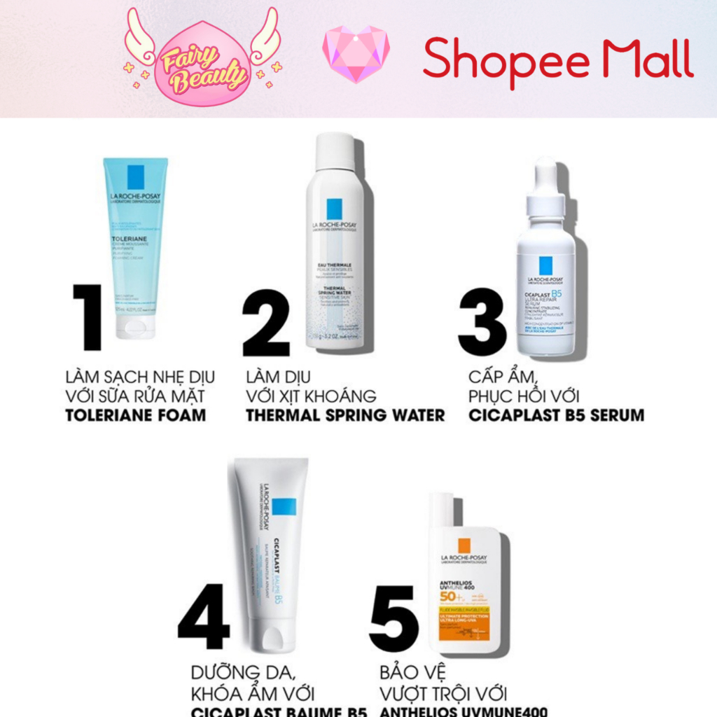 [LA ROCHE-POSAY] Bộ Sản Phẩm Cấp Ẩm & Phục Hồi Làn Da Tức Thì (Cicaplast B5 Serum 30ml - Baume B5 3ml - Uvmune 400 3ml)