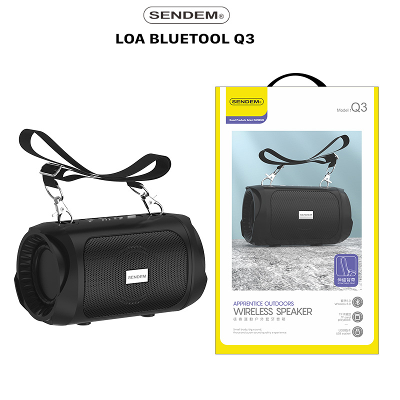 Loa Bluetooth Di Động Chống Nước SENDEM Dung Lượng Pin Lớn , Loa Mini Không Dây Bass Cực Đỉnh Q3