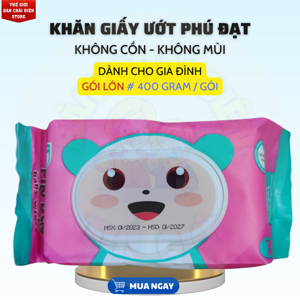 Khăn Giấy Ướt Phú Đạt Không Mùi 120 Tờ Tiện Dụng Sản Xuất Tại Việt Nam Hạn Sử Dụng Đến 2027