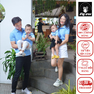 Set áo thun polo gia đình fig tree mẫu mới màu xanh nhạt siêu dễ thương !!