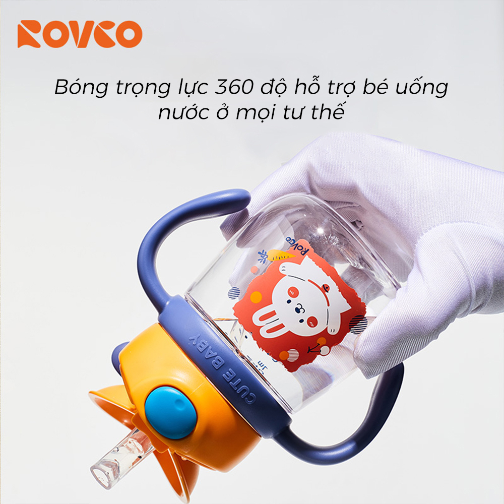 Bình Tập Uống Nước ROVCO RK-B1049 Tritan Tai Thỏ Chống Sặc (240ml）