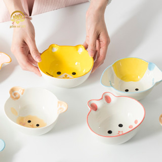 chén sứ , muỗng họa tiết theo bộ chén ăn dặm cho bé họa tiết hình động vật đáng yêu - Gốm Sứ SH