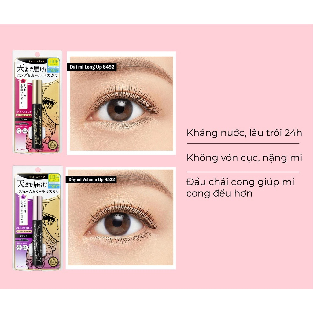 Chuốt mi mascara KissMe Heroine Make Long UP Mascara Super Waterproof nâng mi dài tối đa 6g