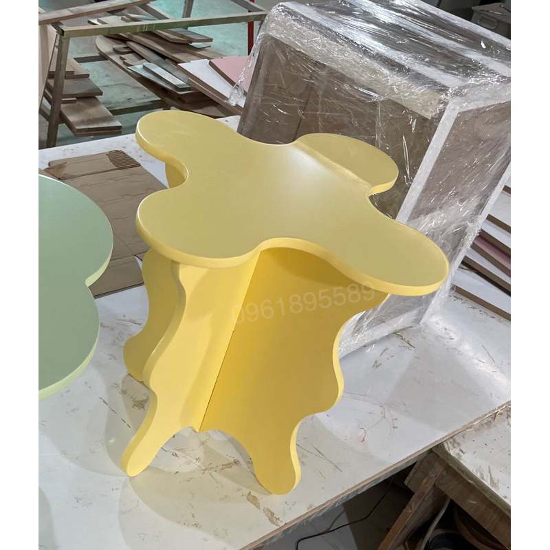 Đôn gỗ curvey, bàn hoa C50 #cowodecor