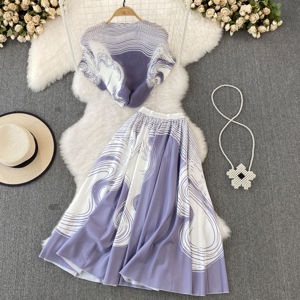 Set áo len dệt + chân váy xếp ly 3 màu đủ size