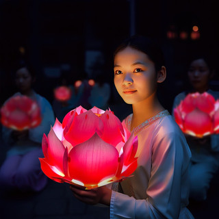 Lồng đèn liên hoa nhựa 32cm
