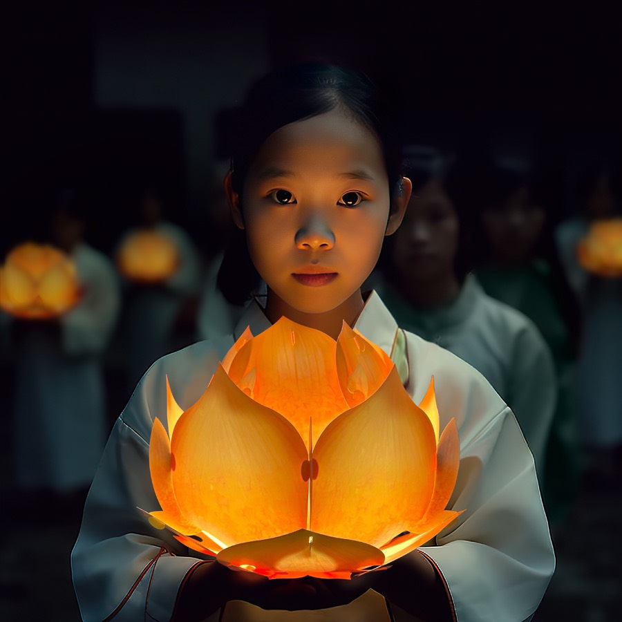 Lồng đèn liên hoa nhựa 32cm