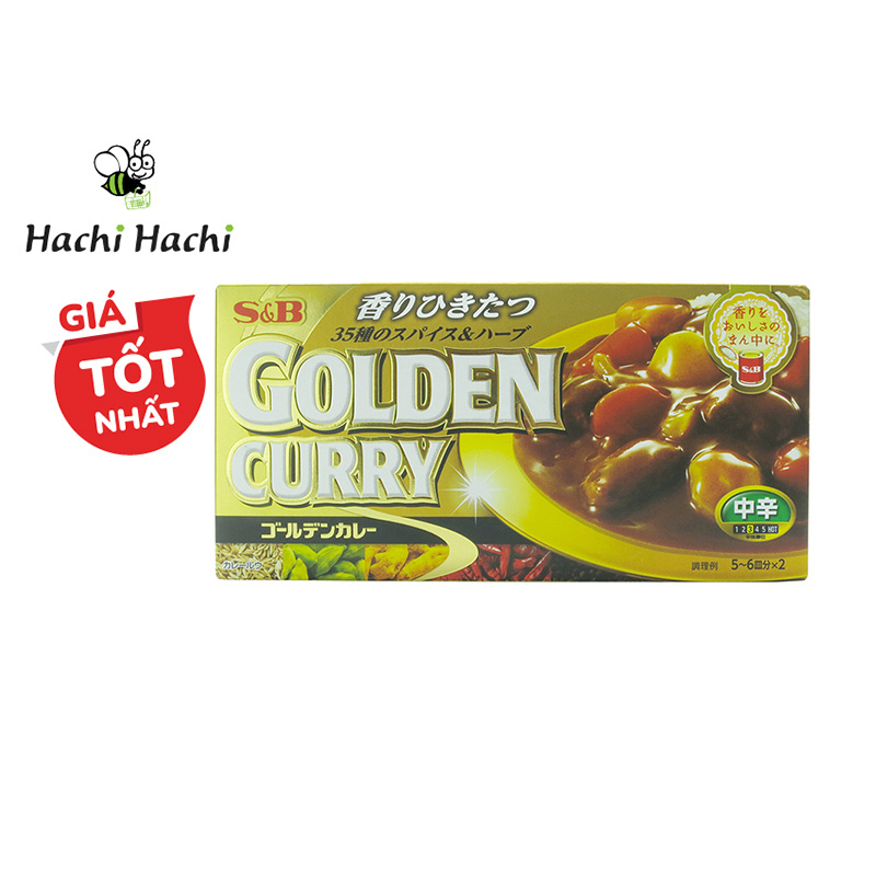 Viên nấu cà ri Golden Curry Vị cay vừa S&B foods 198g (8 viên) Hachi Hachi Japan Shop