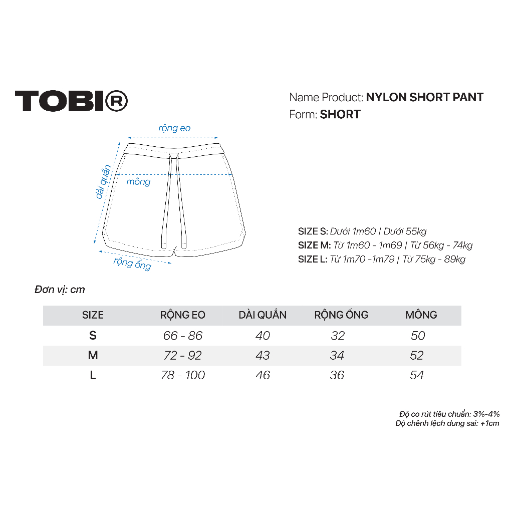 Quần Đùi Dù Nylon TOBI