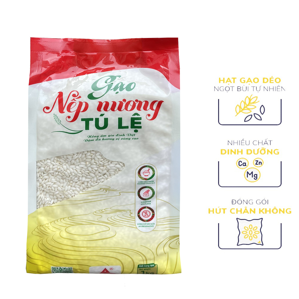 Gạo nếp nương Tú lệ hảo hạng túi 1kg - Giá Sỉ, Date mới
