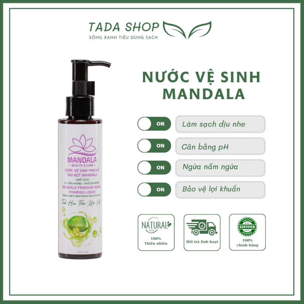 Dung Dịch Vệ Sinh, Nước Vệ Sinh Phụ Nữ 150ml Mandala, Giảm Viêm Ngứa, Giảm Hôi