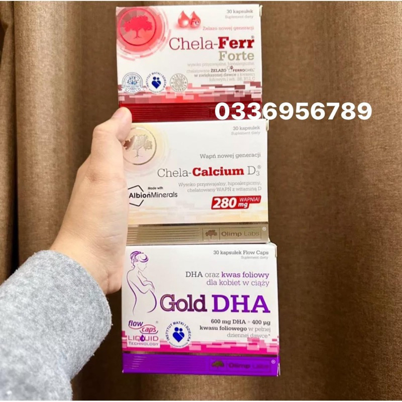 (Bill nội địa )Canxi Chela Calcium D3 Và sắt chela ferr , Gold DHA Cho Bà Bầu , sau sinh.hàng nội địa