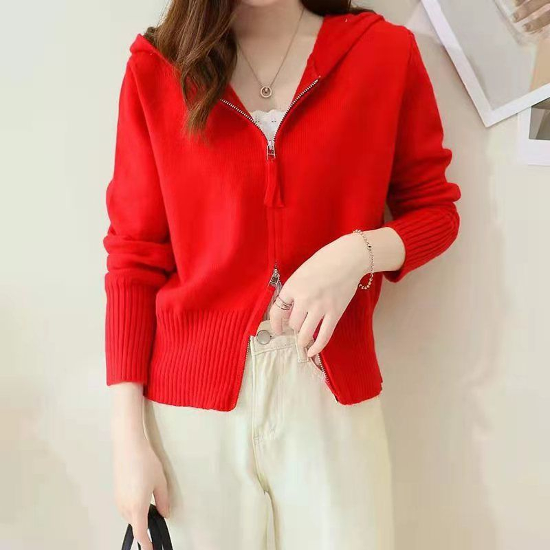 Áo len nữ thu đông, Áo cadigan mũ kiểu khóa 2 chiều cá tính dễ mặc dễ phối đồ hàng Quảng Châu | BigBuy360 - bigbuy360.vn