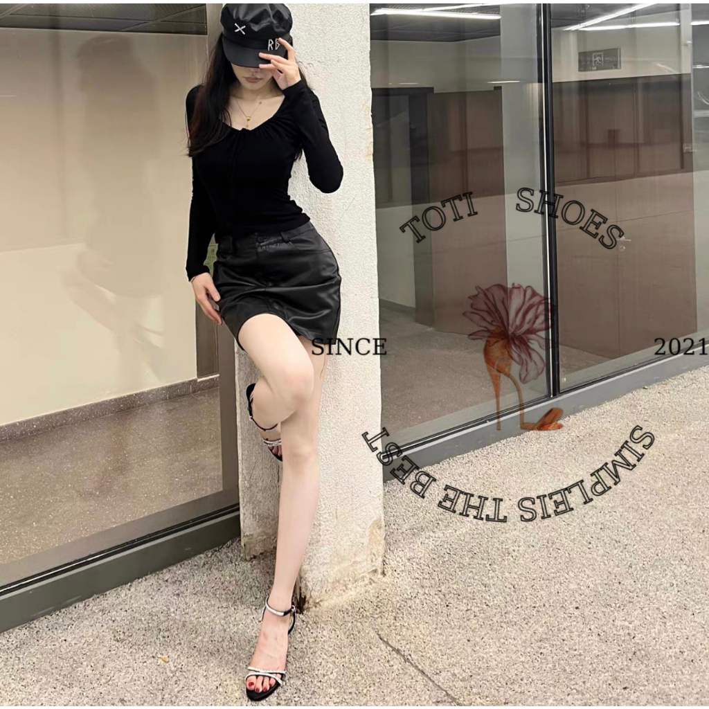 GIÀY CAO GÓT TOTIIE STORE - SANDAL NỮ HAI QUAI NGANG MẢNH ĐÍNH ĐÁ PHONG CÁCH THỜI TRANG HIỆN ĐẠI G2304320