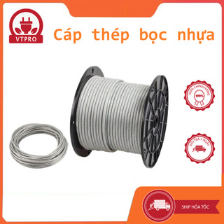 Dây cáp thép bọc nhựa cáp đủ, size 4mm - 6mm -8mm-10mm , khoá cáp, ốc siết cáp