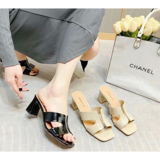 Guốc nữ gót trụ cao 5cm hàng da bóng qccc
