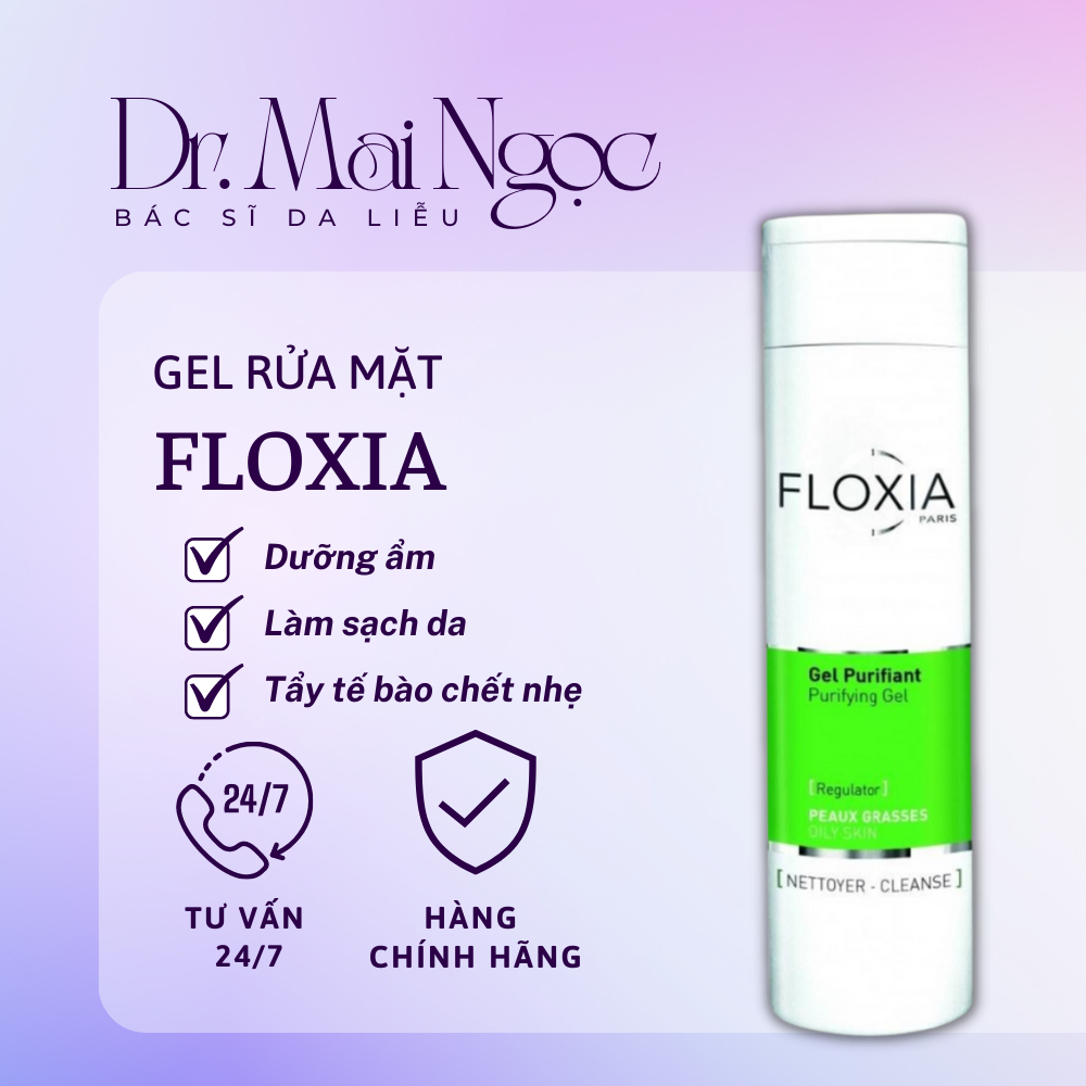 Gel rửa mặt Floxia Paris Purifying Gel Aha da mụn ngăn mụn kiềm dầu 200ml - Dr. Mai Ngọc