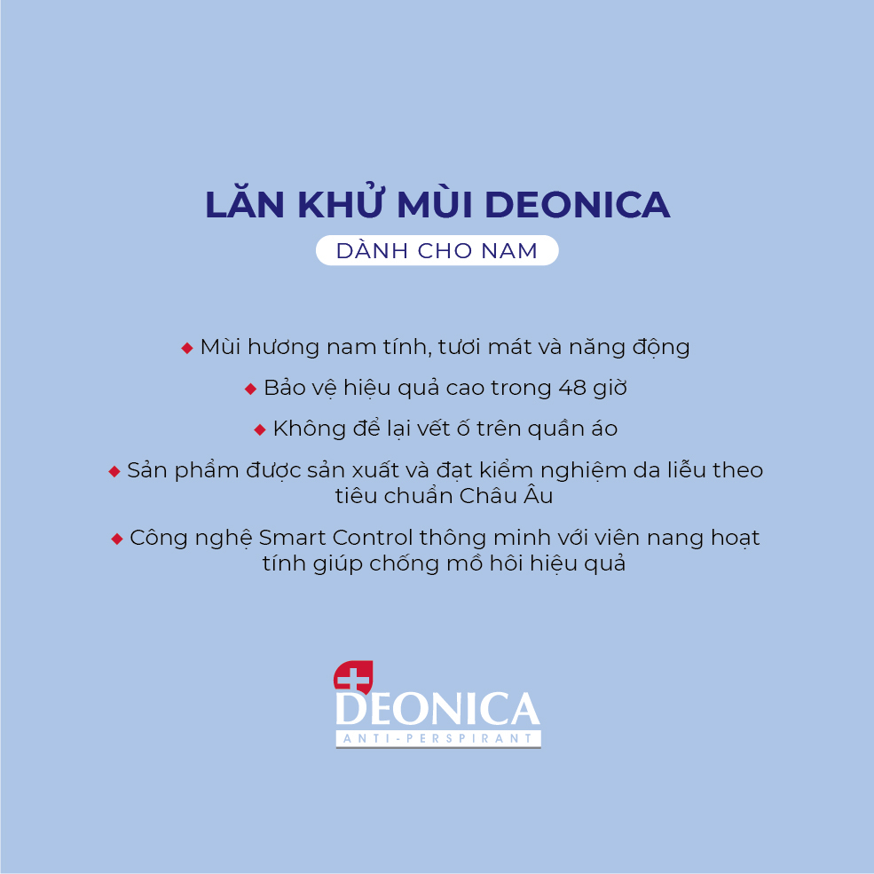 Lăn khử mùi Deonica dành cho Nam 50ml công nghệ Smart- Controlvới viên nang hoạt tính