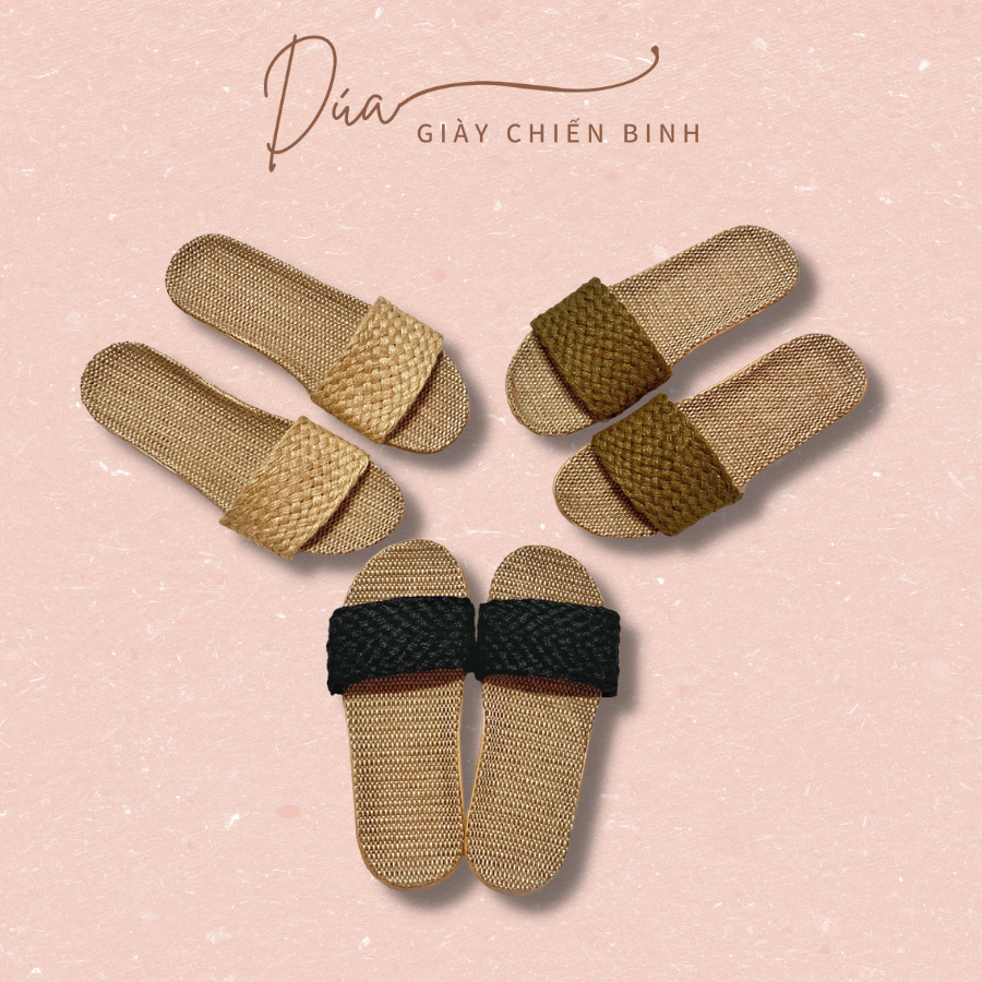 Dép Cói Quai Ngang Trơn Vintage, Dép Đi Biển, Dép Mang Trong Nhà, Dép Văn Phòng, Dép Nữ COI02